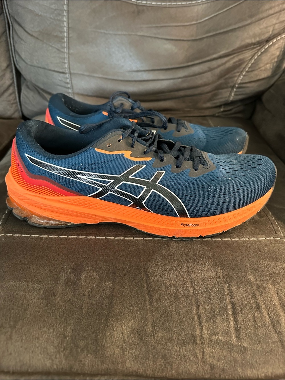 ASICS Men’s Athletic Running Shoes — Navy and Orange